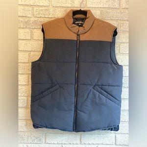 J Crew Vest Mens Medium Blue Brown Mercantile Full Zip Jacket Insulated Lined